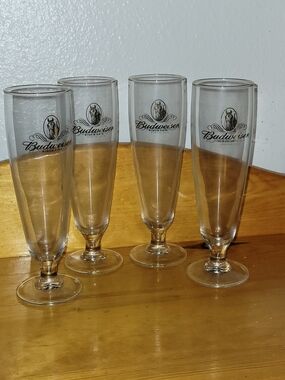 Budweiser Clear Pilsner Beer Glasses - Set of 4